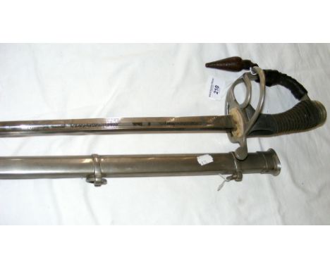 An antique Royal Hussars Officer's sword by Wilkinson & Co., the blade with engraved decoration, having metal scabbard - 110c