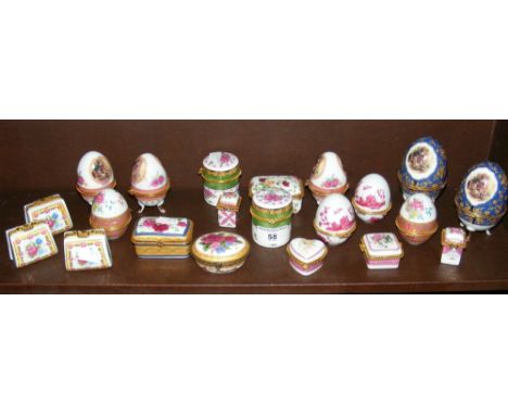 Selection of ceramic pill boxes with various decoration