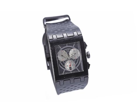 GENTLEMAN'S SWATCH LIMITED EDITION JAMES BOND 'DR NO 1962' QUARTZ WRIST WATCH
the rectangular black dial lacking numerals and