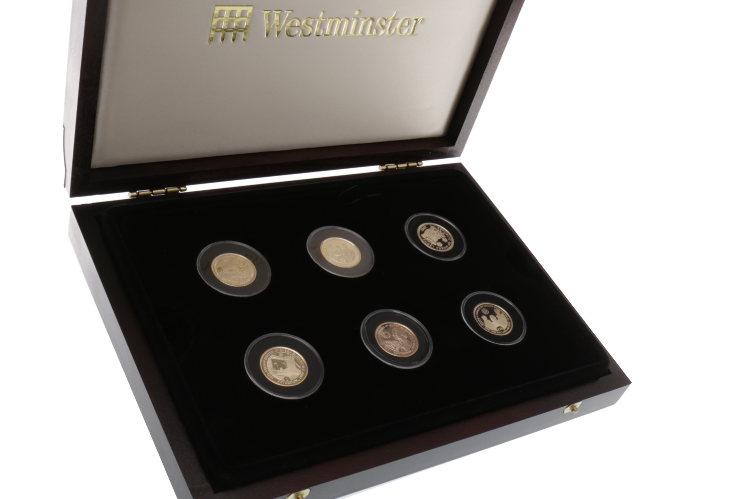 THE GOLDEN JUBILEE SIX GOLD COIN COLLECTION all coins in capsules, in a ...