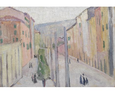 Vanessa Bell (British, 1879-1961)Street Scene in Tuscany oil on panel25.4 x 35.9 cm. (10 x 14 1/8 in.)Painted in 1912Footnote