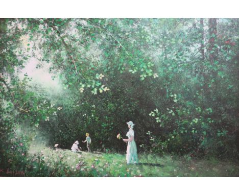 K. BEIBER Mother and Children in a Flowering MeadowSigned Lower RightOil on Board60cm X 90cm 