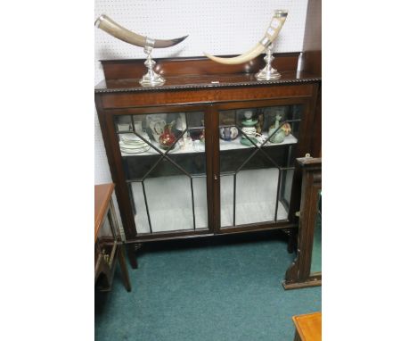 A CHIPPENDALE STYLE MAHOGANY DISPLAY CABINET, with astragal glazed doors, on square moulded legs.