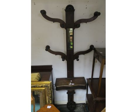A VICTORIAN MAHOGANY HAT AND COAT TREE, together with a mirror.