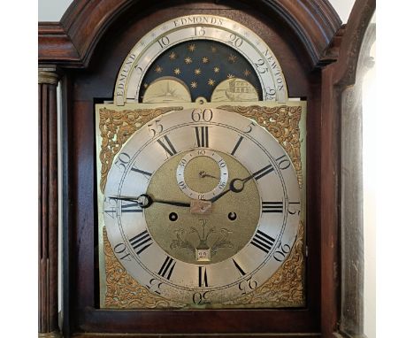 A longcase clock, the dial signed Edmund Edmonds Newton, having a silvered chapter ring with Roman numerals, subsidiary secon