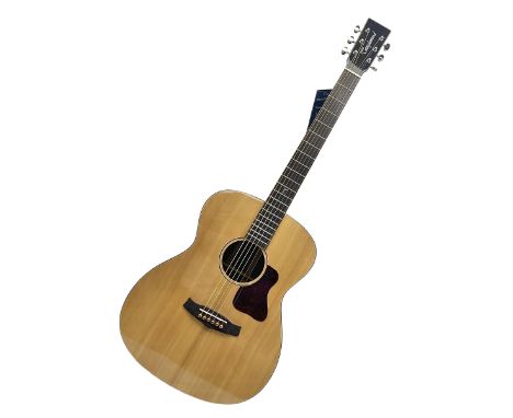 Tanglewood Folk/OM cedar and java wood acoustic guitar, the three-piece back with mango spalted wood insert; serial no.180914