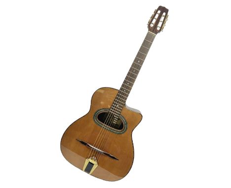 Spanish Gitano Manuel Rodriguez EMC1 Maccaferri acoustic guitar, c2000, the cedar top with D-hole, L98cm overall; in lightwei