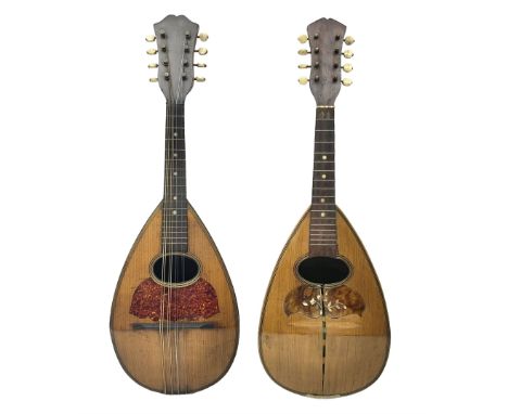 Late 19th century Italian lute back mandolin with segmented bowl back, bears label Gennaro Maglioni Napoli L61cm; in ebonised