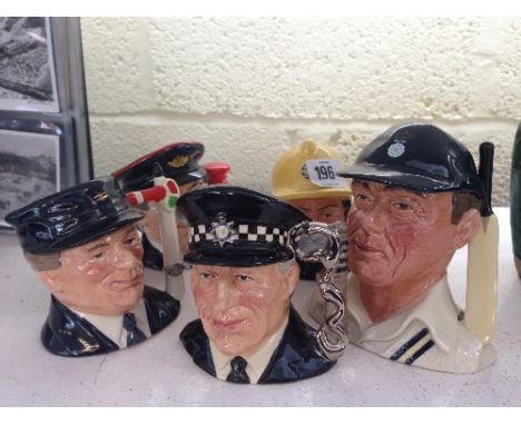 Four various Royal Doulton china character jugs from the Journey through Britain series: The Engine Driver, The Postman, The 