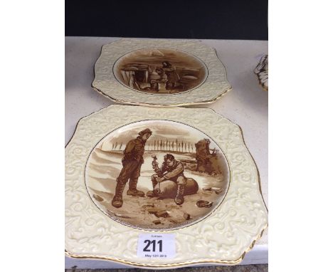 A Royal Winton china Bruce Bairnsfather china plate decorated with a cartoon of Bold Bill: Give it a good 'ard 'un Bert, you 