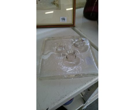 A Whitefriars glass Architectural slab No 4, designed by Geoffrey Baxter, cast with three circles (Ref. p.35 1969 Whitefriars