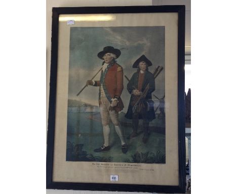 A framed and glazed golfing print after V.Green and the original by L.F Abbott: To the society of Goffers at Blackheath.