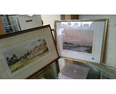 Ken Walton: Framed and glazed watercolour; Last light across the empty creek - Morston together with another Denis Pannett; S