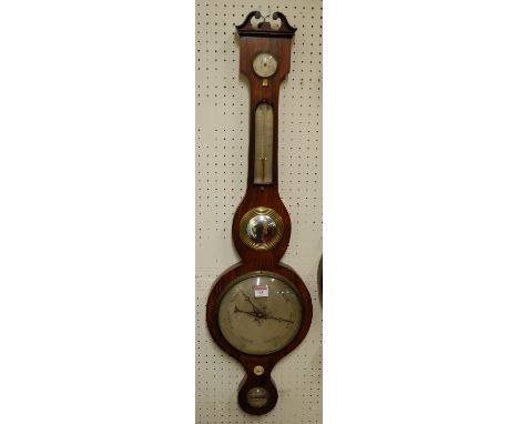 An early 19th century rosewood cased banjo barometer, unsigned, 95cm