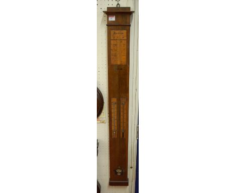 A circa 1830 French rosewood stick barometer lacking central mercury tube but with two lower thermometers, length 110cm