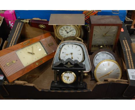 An 1970s Russian mantel clock; together with various other Continental mantel clocks and a barometer etc