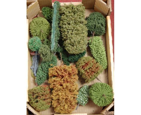 A box of assorted railway model trees