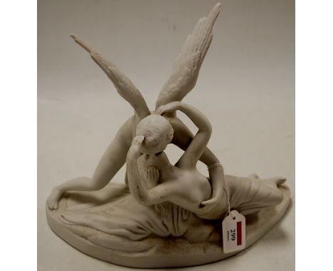 A modern white glazed model of Eros and Psyche, height 29cm