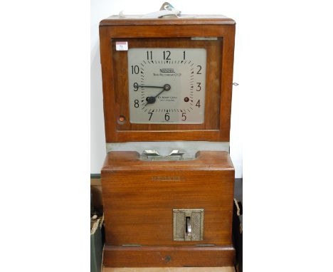 A circa 1940 National Time Recorder Co Ltd factory clocking-in clock, the silvered dial with Arabic numerals, signed St Mary 