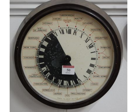 A circa 1930 Smiths Sectric bakelite cased electric wall clock, the dial with day and night to the centre and Roman numerals,