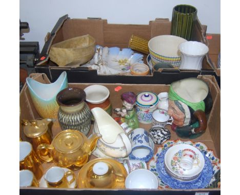 Three boxes containing a quantity of mixed ceramics, to include Poole Pottery, Royal Doulton, Beswick etc