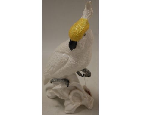 A large Royal Crown Staffordshire model of a cockatiel, designed and modelled by JT Jones, printed mark verso, height 34cm