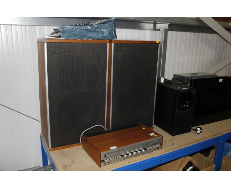 A Tandberg stereo amplifier and speakers, sold as a collectors item