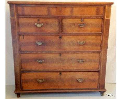 A Victorian mahogany flame Scotch chest 1 over 2 over 3 136x 134x 58