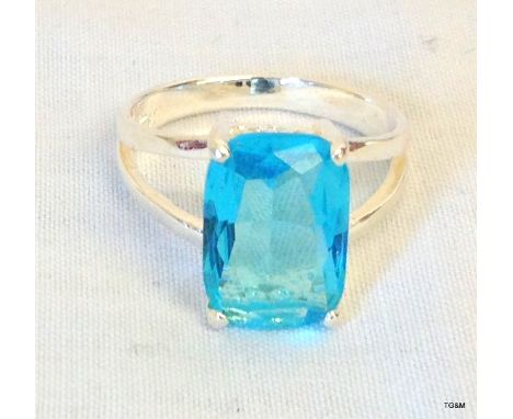 A Silver and Aquamarine ring