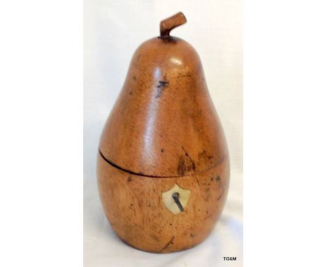 An Antique Style Fruitwood Tea Caddy in the Shape of a Pear