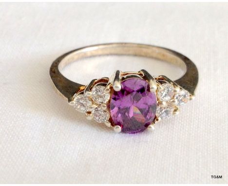 A 925 silver Amethyst Ladies Ring Size Q