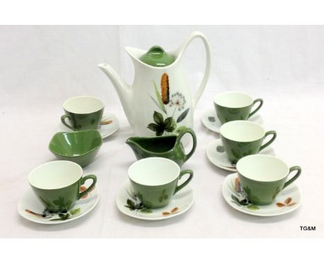 A Vintage midwinter coffee set shape 5-67 Pattern 'Riverside'