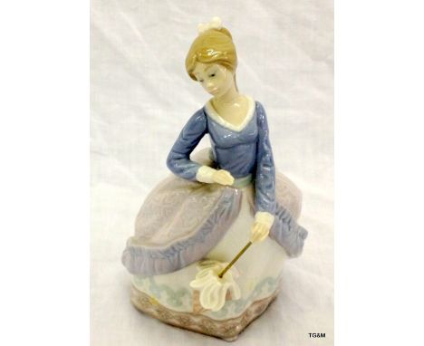 A Lladro figure of a girl holding a parasol 18cm high