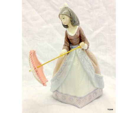 A Lladro figure of a girl with a parasol 19cm high
