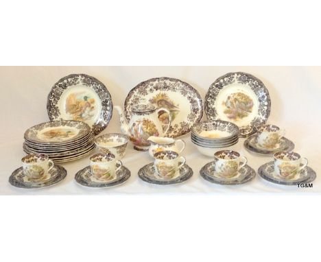 A 6 setting dinner set by Royal Worcester Palissy Game Series (1 bowl Missing)