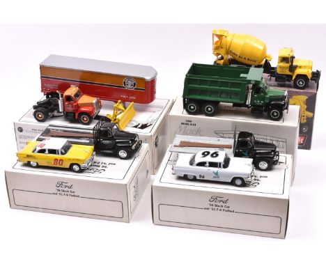5 First Gear 1/34 1950's American Trucks. 2x  Ford sets- 56 Stock Car &amp; '51 F-6 Flatbed, 'JC Whitley &amp; Co' and 'Adesa