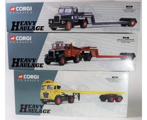 3 Corgi Classics Heavy Haulage series articulated trucks. Scammell Articulated and Low Loader 'Wrekin' (16701). Foden FG Arti