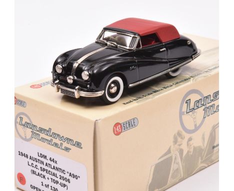 Lansdowne Models LDM.44x. 1948 Austin Atlantic 'A90'. An L.C.C. Special 2006, top-up in black with red roof, black wheels wit