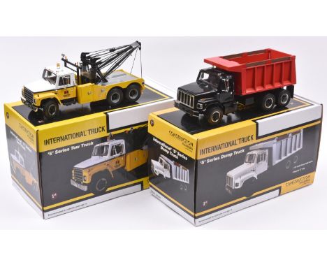 2 First Gear 1:25 scale International 'S' Series 'Construction Pioneers' Trucks. A Tow Truck in 'International Harvester whit