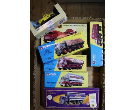 7 Corgi Classics. Foden FG Cylindrical Tanker 'Cadbury's Dairy Milk Chocolate' (12101). Foden S21 'Mickey Mouse' Cylindrical 
