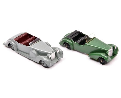 2 Dinky Toys. A Lagonda Sports Coupe (38c). In grey with maroon interior and grey wheels. Together with an Alvis Sports Toure