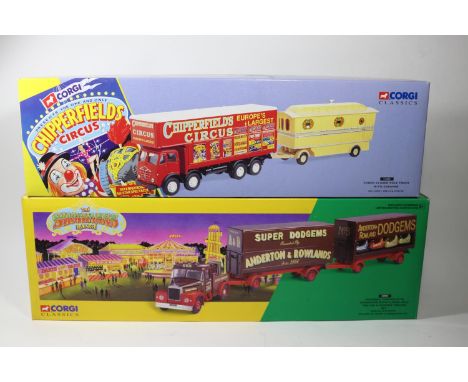 2 Corgi Classics 'The Showmans Range'./Chipperfield's Circus. Scammell Highwayman Generator With Closed Pole Trailer &amp; Do