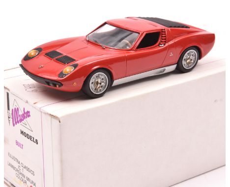 Illustra Models 1:43 white metal model Lamborghini Miura P400. (No.1). Finished in red with black interior, cast alloy wheels