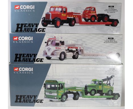 3 Corgi Classics Heavy Haulage series articulated trucks. AEC Ergonomic Articulated, Scammell Highwayman Crane and Low Loader