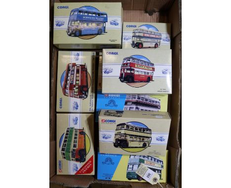 10 Corgi Classic Double Decker Buses. 5x Guy Arab- 'Walsall', 'London Transport', 'Midland Red', 'Yorkshire' and 'Southampton