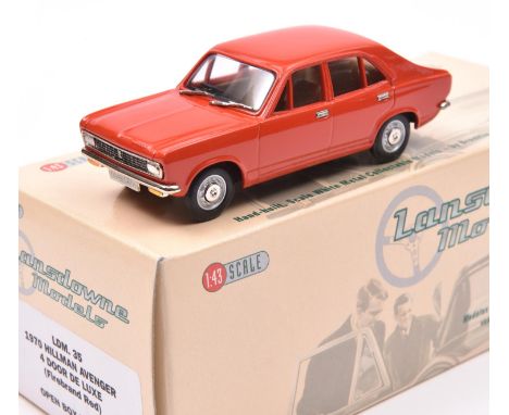 Lansdowne Models LDM.35 1970 Hillman Avenger 4 Door De Luxe. An example in 'Firebrand Red', with tan interior, with silver wh