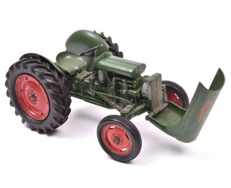 A large scale non-mechanical model of a Ferguson tractor. Without maker's mark and finished in green, with Ferguson to bonnet