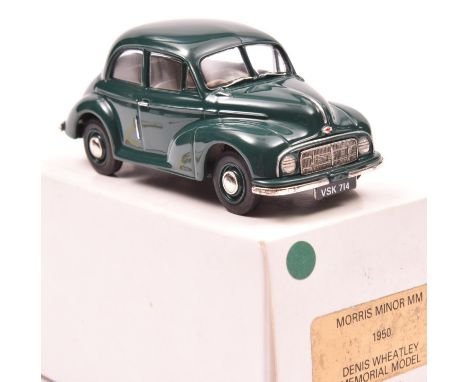 Pathfinder for G&amp;W Engineering Ltd 1:43 model of a 1950 Morris Minor MM. In dark green with tan interior, dark green whee