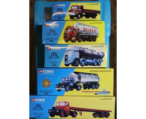 5 Corgi Classics 'Famous Hauliers' etc. Scammell Highwayman Tanker, 'Crow Carrying Company'. Thames Trader Dropside Set 'R A 