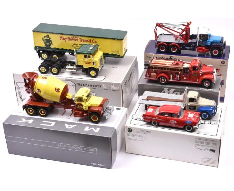 5 First Gear 1/34 1950's American Trucks. A Ford set- 56 Stock Car &amp; '51 F-6 Flatbed, ' Ford Economy Run' team livery. 19